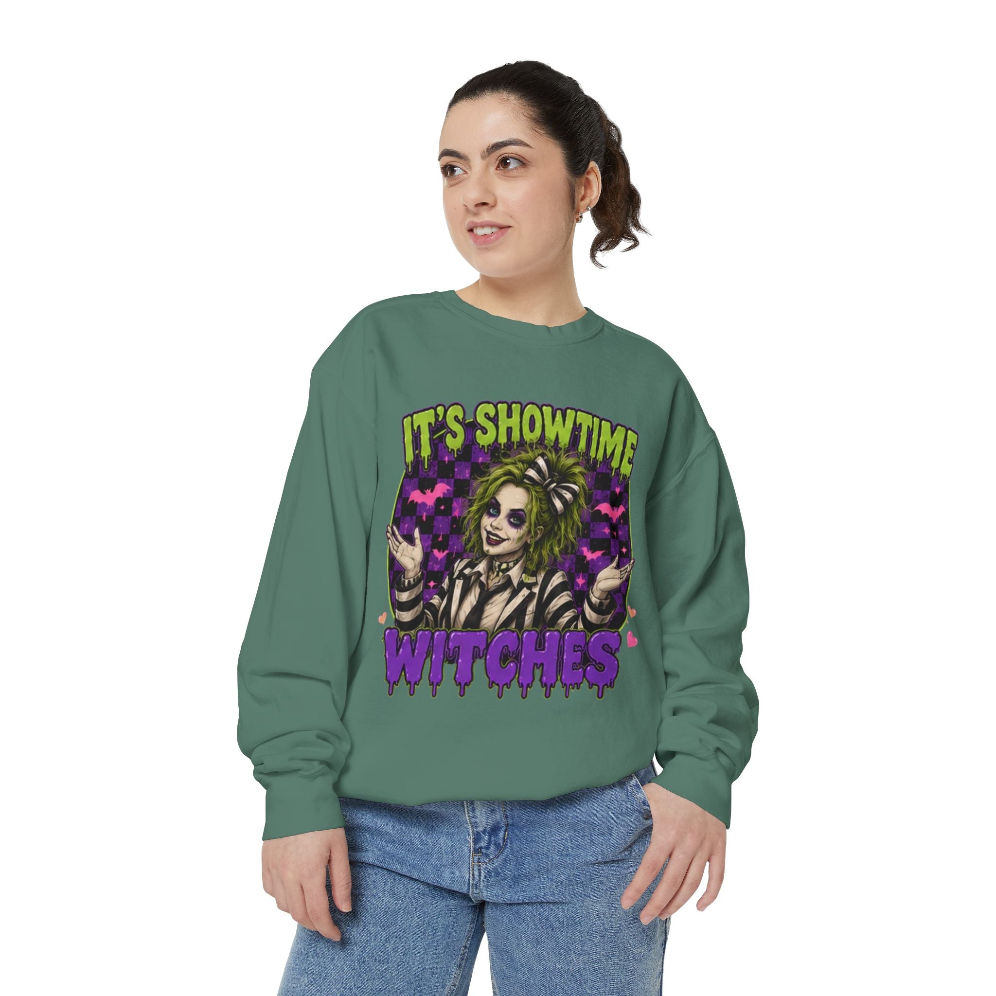 It's Showtime Witches Sweatshirt — Halloween Beetlejuice-Inspired Graphic Pullover