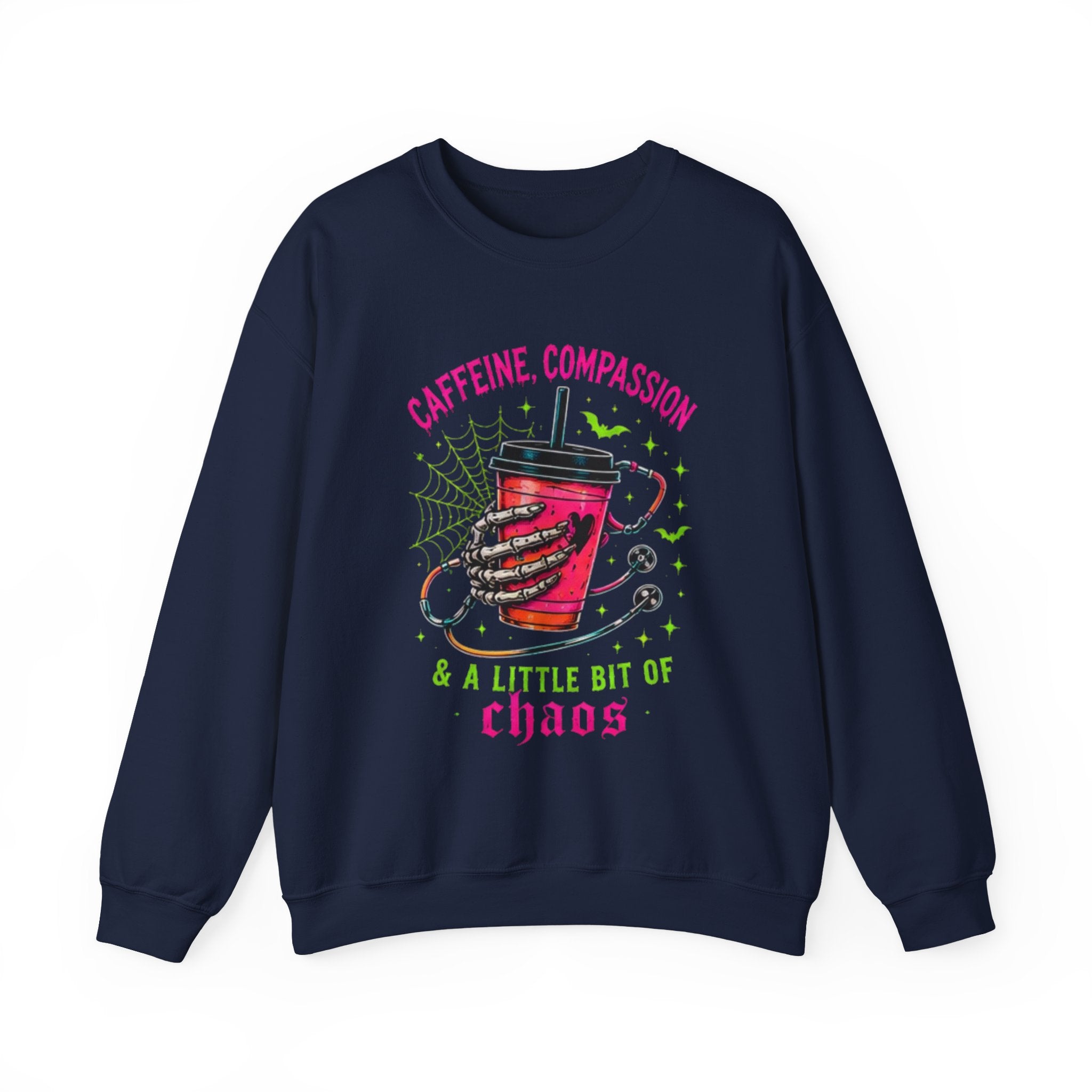 Caffeine, Compassion & A Little Bit of Chaos Crewneck Sweatshirt